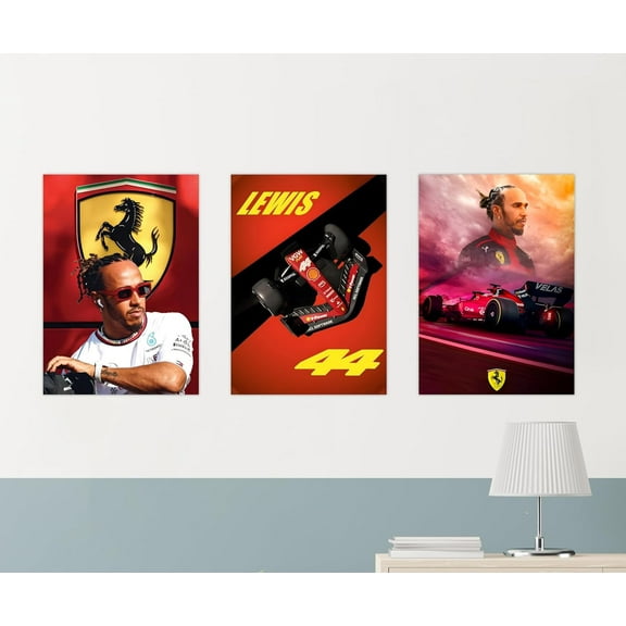 Pack of 3 - Formula 1 Lewis Hamilton Canvas Wall Posters 8.3X11.7 inch (A4 Size) Paper Home Decor Art Poster For Bedroom, Living room, Office, No Frame