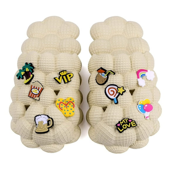 Kids Bubble Slides with Charms Boys Girls Funny Lychee Bubble Slippers Soft Massage Golf Ball Shoes Non-Slip House Slippers for Shower Bedroom Beach Pool