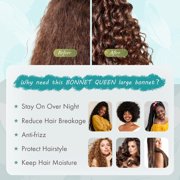 BONNET QUEEN Silk Bonnet for Sleeping Women Big Satin Bonnet Night Sleep Cap Wrap for Curly Hair with Adjustable Tie Band, Single Layer, Large, Aqua Blue