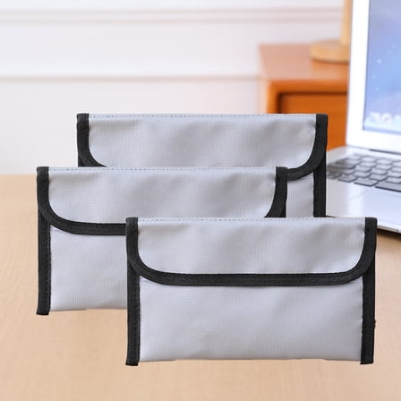 3pcs Fireproof Document Bag,21*12*0.5CM Waterproof Fireproof Money Bag for Cash, Important Document Storage Organizer for Valuables, Legal Documents Safe,Gray