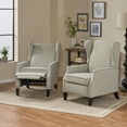 thumbnail image 3 of Noble House Wescott Fabric Recliner, Set of 2,Gray Moss, Dark Brown, 3 of 11