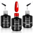 thumbnail image 1 of Set de esmaltes de uñas en gel Beetles Red de 15 ml con base y capa superior, 1 of 7