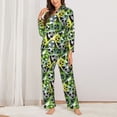 thumbnail image 2 of Honeii Football Doodle print Women's Pajama Sets Long Sleeve Button Down Sleepwear Nightwear Soft Pjs Lounge Sets-Large, 2 of 7