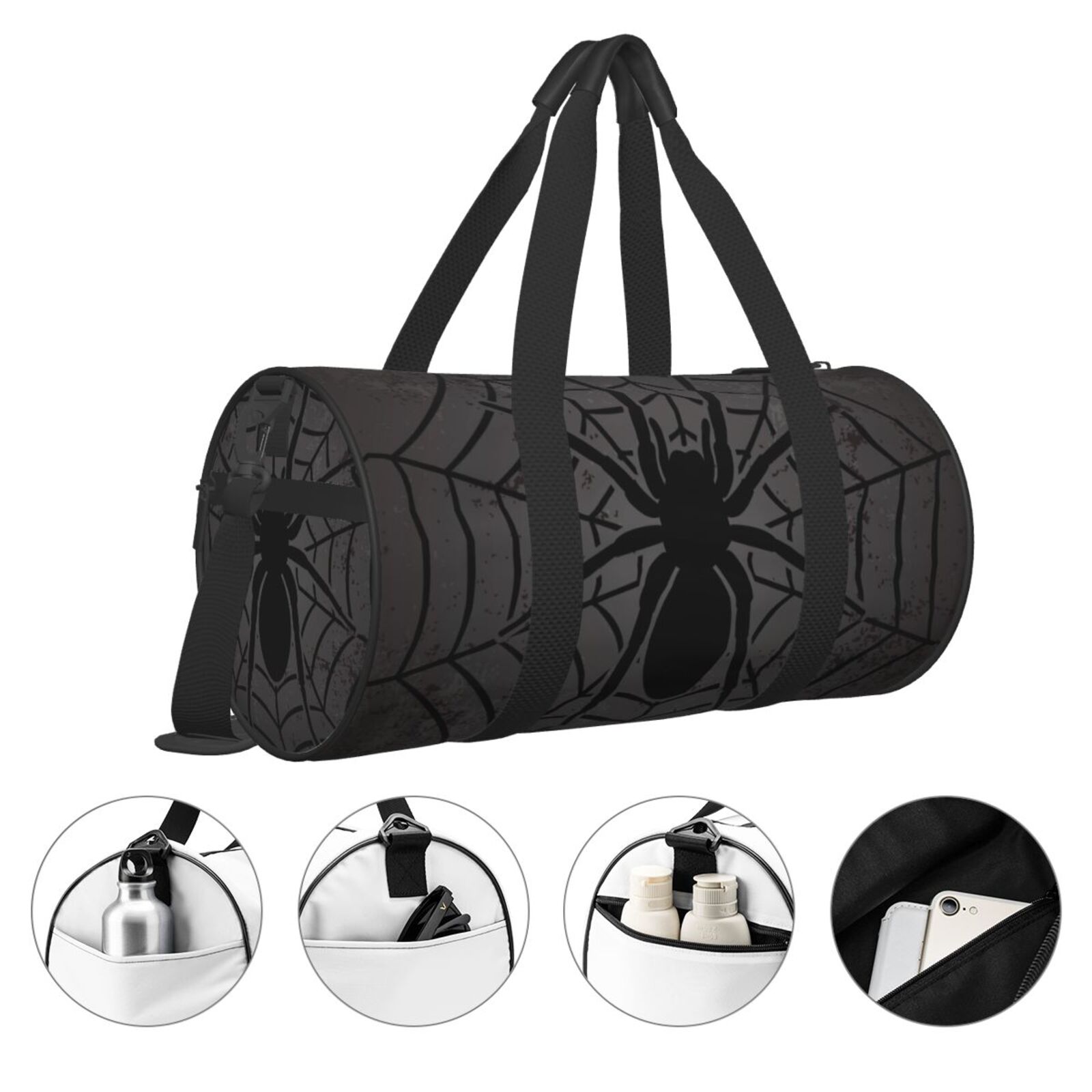 Defioc Black Spider On Web 1 for Travel Duffle Bag,Weekender Bag Carry On Tote Bags Hospital Bag Large Capacity Sport Gym Bag for Men Women Fit for Trave, Gym,Weekend