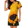 thumbnail image 2 of Sikiie Flower Bush Sunflower Print Women's Short-sleeved Nightdress, Round Neck Pullover Nightdress Pajamas Summer Home Wear, 2 of 6