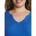 thumbnail image 4 of Terra & Sky Women's Plus Long Sleeve Notch Neck Top, Sizes 0X-5X, 4 of 5