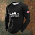 thumbnail image 2 of Christmas Tshirt Men Long Sleeve Letter Flag Christmas Tree Graphic Pajamas Tee Crew Neck Casual Soft Relaxed Family Xmas Gift Mens T-Shirts Black L, 2 of 4