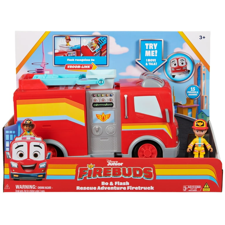 Disney Junior Firebuds, Bo & Flash Figure & Fire Truck Set with VROOMLINK for Kids Ages 3+ Disney Junior Firebuds, Bo & Flash Figure & Fire Truck Set with VROOMLINK for Kids Ages 3+