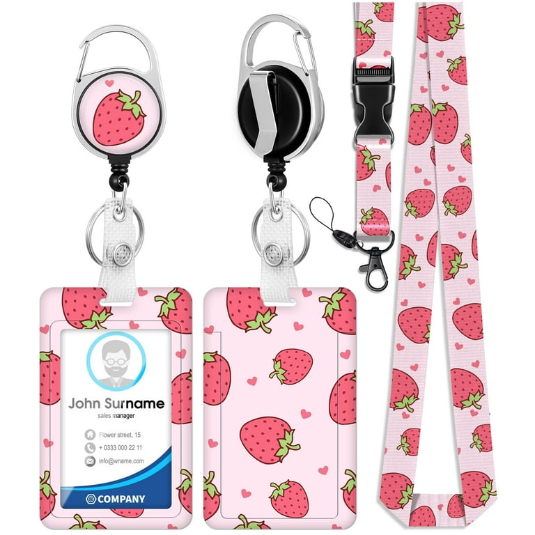 ID Badge Holder with Lanyard and Retractable Badge Reel Clip, Cute