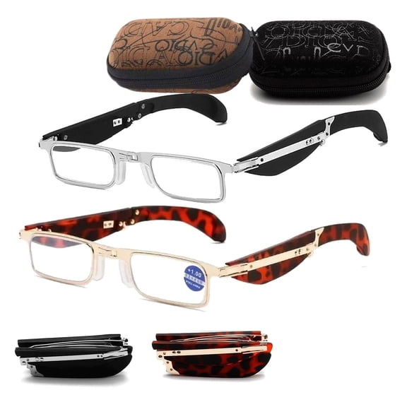 Foldable Anti-Blue Light Reading Glasses with Case, Portable Eyewear for Reducing Eye Strain, Lightweight & Travel-Friendly for Men and Women