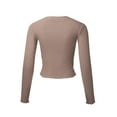 thumbnail image 4 of FashionMille Women's Long Sleeve Solid Slim Crop Top Round Neck Tee Stretch Shirt, 4 of 5
