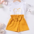thumbnail image 6 of CAUYDY Baby Girl Clothes Toddler Summer Outfits Sleeveless Ruffle Tank Top Shorts Sets for Infant Girls 6 9 12 18 24 Months Kids Girls 3T 4T 5T 6T 7T (Sizes 3-4 Years,F02-Yellow), 6 of 6