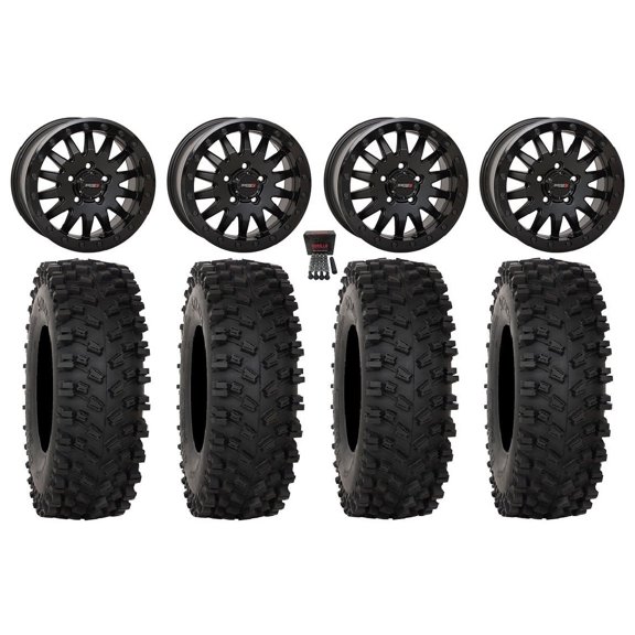 System 3 SB-8 Bdlk 15" Wheels Bk  38mm 35" ATX470 Tires Polaris RZR Turbo R & Pro R Ranger 1500 Xpedition