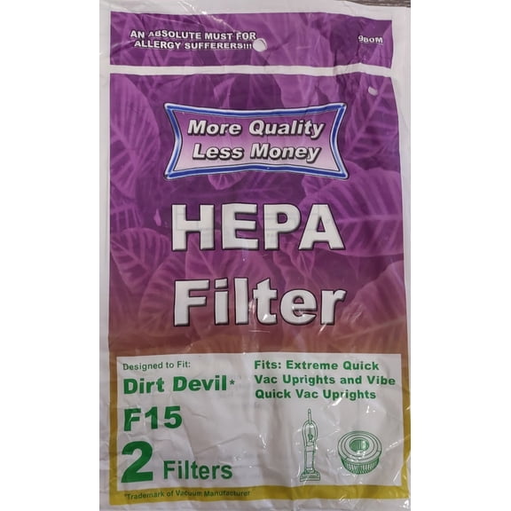 Generic EnviroCare F15 HEPA Filtration Replacement Vac Filter Designed to Fit Dirt Devil 2pk