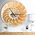 thumbnail image 2 of DesignArt Brown Nautilus Shell Pattern Large Wall Clock, 2 of 2
