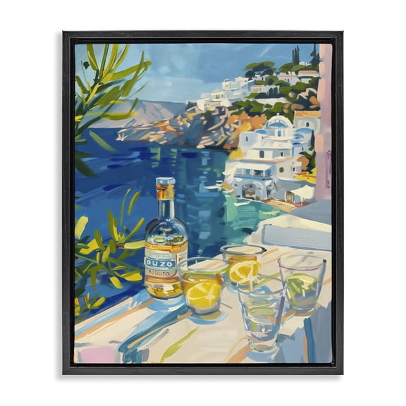 Stupell Industries Drink By The Sea Balcony Black Framed Floater Canvas Wall Art, design by The Prints Vibe