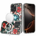 thumbnail image 2 of For Apple iPhone 16 Pro (6.3") Hybrid Flower Design Stylish Fashion Thick Hard MagSafe Compatible Shockproof Cover ,Xpm Phone Case [ Red Luna Roses ], 2 of 8