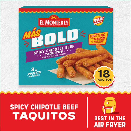 El Monterey Mas Bold Spicy Chipotle Beef Taquitos 20.7 oz, 18 Count (Frozen)