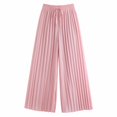 thumbnail image 6 of Aimik Women's High Waist Pleated Wide Leg Pants Elastic Drawstring Waist Casual Trousers Flowy Fashion Daily Bottoms, 6 of 6