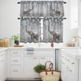 thumbnail image 3 of Elephant Bubbles Kitchen Curtains Valances and Tiers Set of 3 Vintage Abstract Elephant Blowing Bubbles Grey Tier Curtains and Valance with Rod Pocket for Small Windows, 27.5"x24", 3 of 9