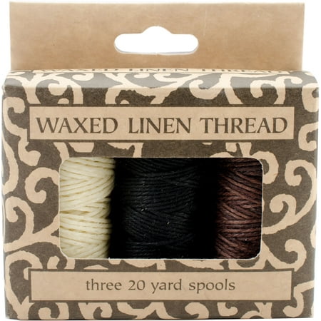 UPC: 0099295005418 | Waxed Linen 5 Ply Thread 3/Pkg Natural  Brown  Black; 20yds Each