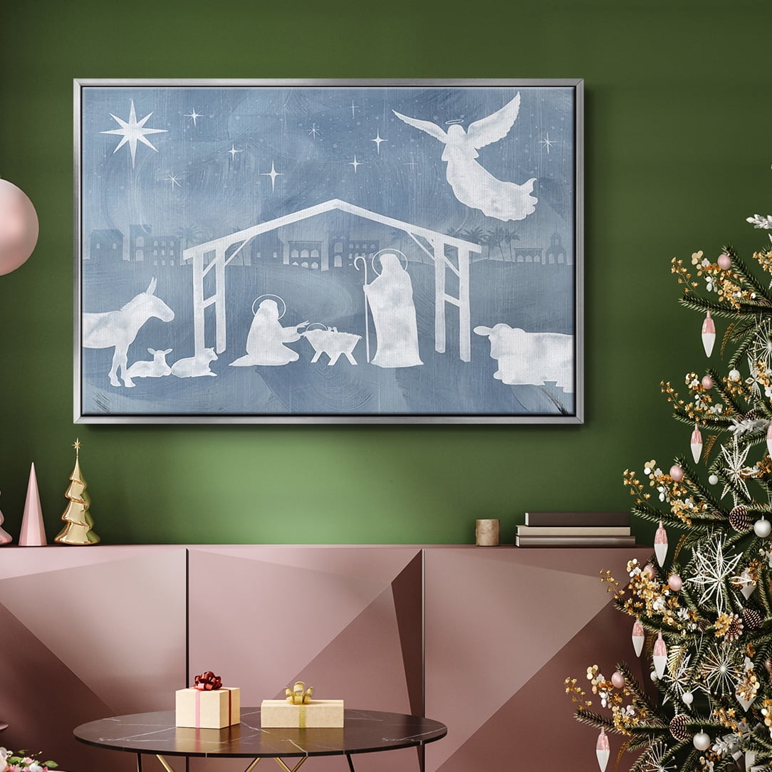 Star of Bethlehem Collection A - Framed Gallery Wrapped Holiday Canvas - 27 x 41 - Silver Frame
