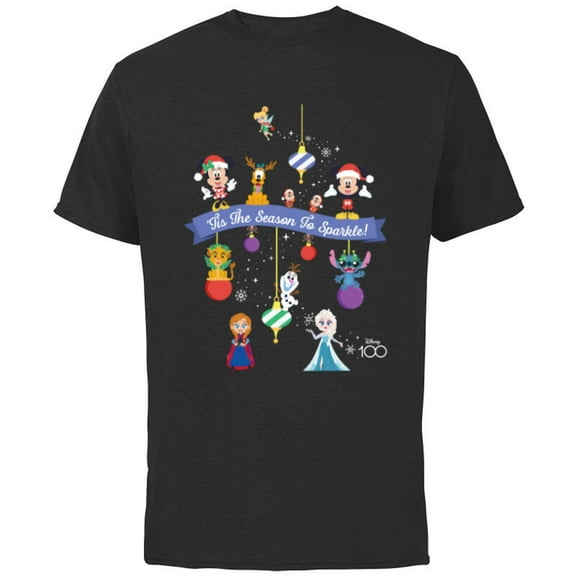 Disney 100 Christmas Holiday ‘Tis the Season to Sparkle! - Short Sleeve Cotton T-Shirt for Adults - Customized-Black