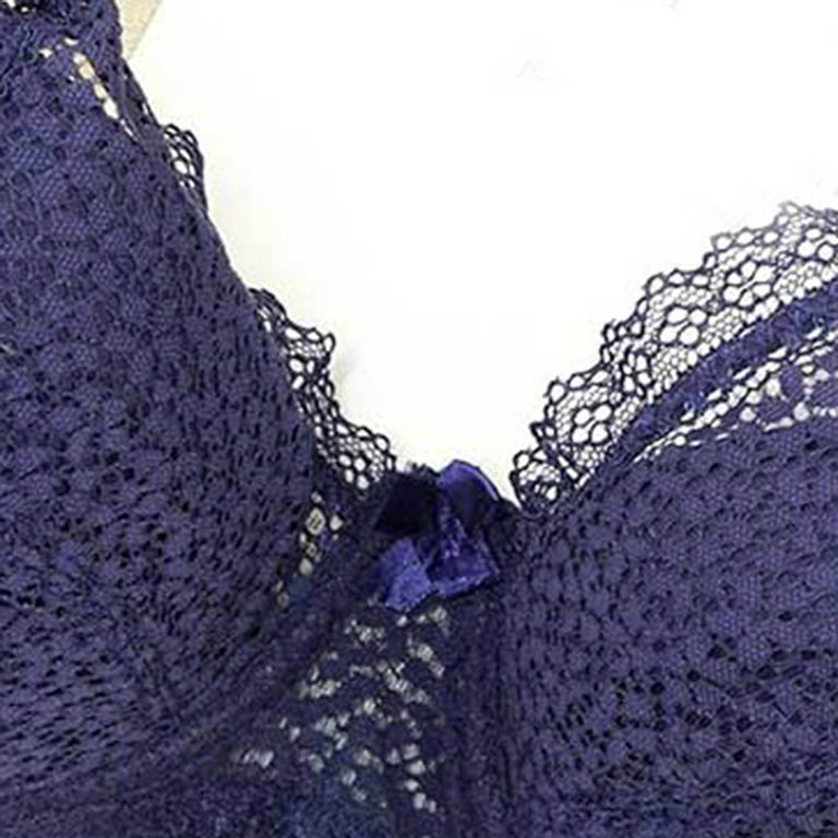 CLZOUD Women's Bras Dark Blue Lace Women Full Cup Thin Underwear