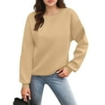 thumbnail image 3 of Dwellite Women's Casual Crewneck Sweatshirts Oversized Long Sleeve Cute Tunic Tops Loose Fitting Pullovers with Pocket Yellow M, 3 of 5