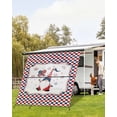 thumbnail image 4 of 4th of July RV Awning Sun Shade Screen 9'X7' Gnome Holding American Flag Balloon Mesh Sunscreen Check Plaid Awning Shade Screen with Zipper UV Blocker Completed Kits for RV Motorhome Camper, 4 of 7
