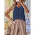thumbnail image 4 of Linen Tank Tops for Women Summer Casual Loose V Neck Sleeveless Shirts Blouses Tunic Tops Dark Blue XL, 4 of 9