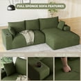 thumbnail image 4 of Wiilayok 113" L-Shape Cloud Sectional Couch with Oversized Chaise,Corduroy Fabric Modern Modular Sofa with Cup Holder, Comfy Boneless Upholstered Couches for Living Room Bedroom,Olive Green, 4 of 7