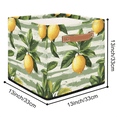 thumbnail image 2 of CURLYOOT 13 x 13 Inch Cube Storage Bin, Yellow Lemon Fabric Storage Cube Baskets, Farmhouse Plant Closet Shelves Foldable Bins with Leather Handles for Home Organizer, 2 of 7