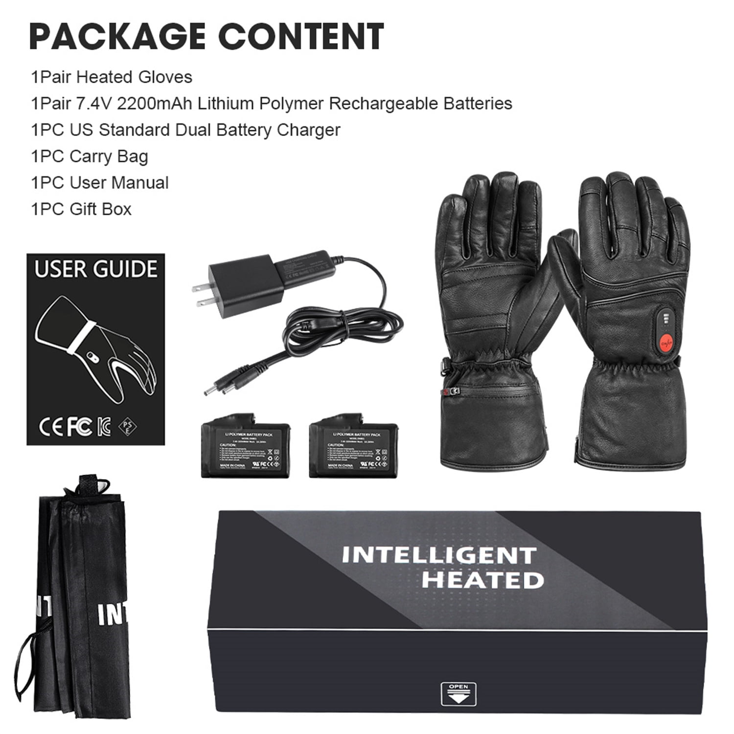SAVIOR HEAT Heated Gloves for Men Women, Electric Rechargeable Battery Leather Thick Gloves for Motorcycle Ski Hunting Riding