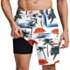 thumbnail image 2 of Ceisia Men's 2-in-1 Swim Trunks Beach Themed Print Quick-Dry Beach Shorts with Compression Liner Gifts, 2 of 6