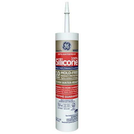 GE5070 Kitchen & Bath Silicone II Caulk, White, (Best Silicone Caulk For Granite Countertops)