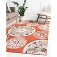 thumbnail image 2 of Unique Loom Modern Collection Carved Floral Transitional Indoor and Outdoor Flatweave Area Rug, 7 x 10 Feet, Terracotta/Beige, 2 of 2