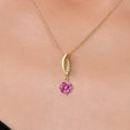 thumbnail image 3 of Gem Stone King 14K Yellow Gold Pink Moissanite and Lab Grown Diamond Pendant Necklace for Women | 1.23 Cttw | Gemstone Birthstone | Round 7MM | With 18 inch Chain, 3 of 6
