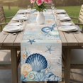 thumbnail image 4 of Navy Blue Shell Coastal Table Runner 70 Inches, Starfish Coral Summer Beach Ocean Bed Runner Dresser Scarves Tabletop for Indoor Outdoor Parties/Ceremony/Banquet, 13" x 70", 4 of 9