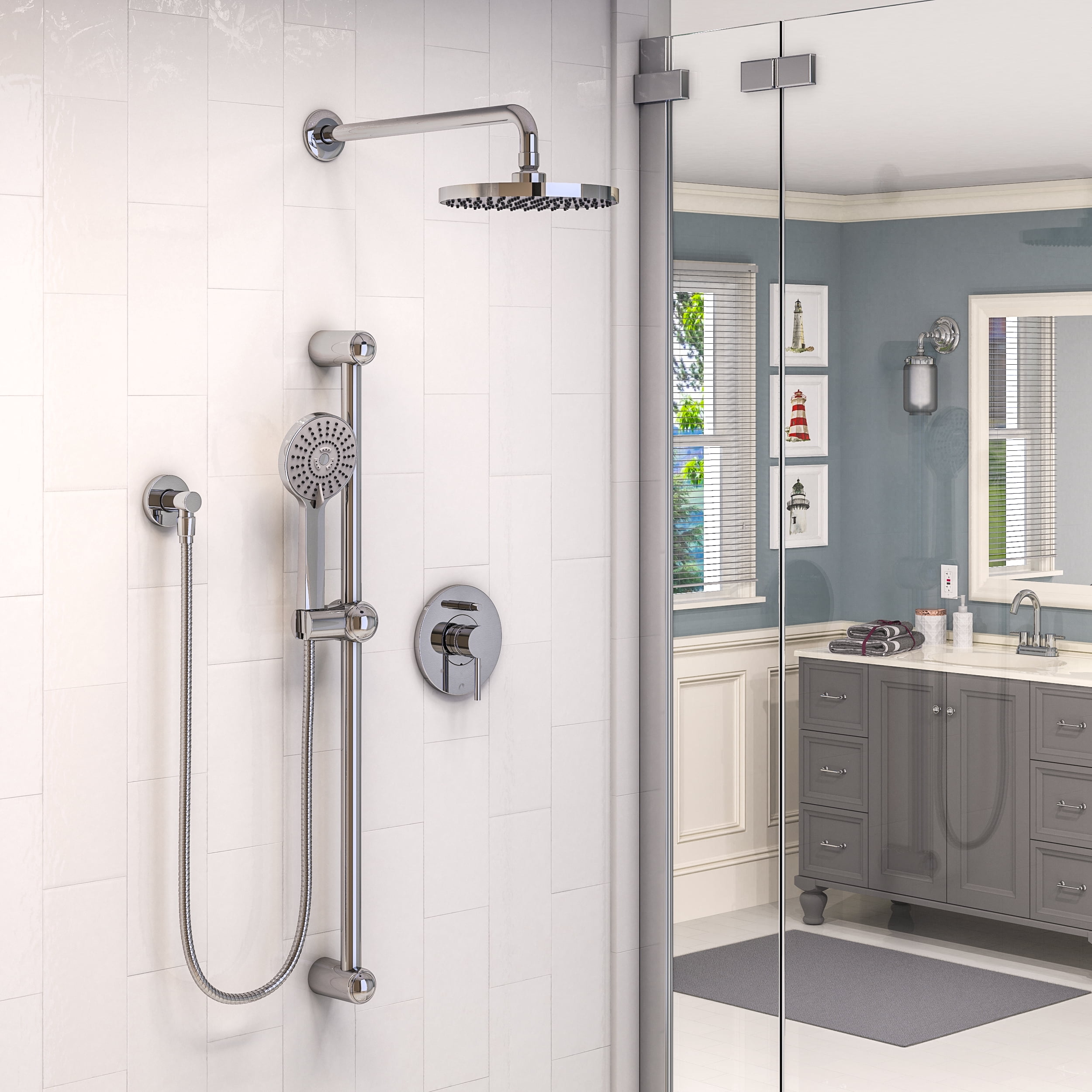 Belanger KIT-DEL130CCP Rain Pressure Balanced Round Shower System, Polished Chrome