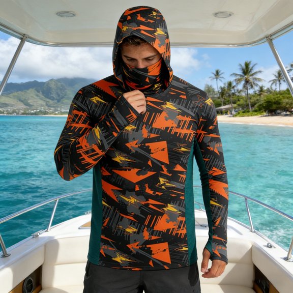 XINPING Sun Shirts for Men UPF 50 Sun Protective Cropped Hooded Pullover, Summer Lightweight Breathable Loose Fit Design, UV Protection Coat