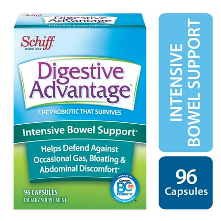 Digestive Advantage Intensive Bowel Support, Probiotic Digestive Enzyme Supplement, 96 Capsules