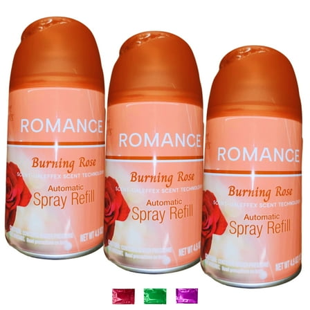 Automatic Spray Refill Burning Rose Scent 4.5 Oz 3 Pack, Scented Air Freshener Long Lasting Odor Neutralizer & Deodorizer for Bathroom Kitchen Living Room Pet Areas w/ Snoep in Beperkte Oplage
