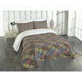 thumbnail image 3 of Ambesonne Mandala Quilted Bedspread Set 3 Pcs, Circles in Rectangles, Queen Size, Multicolor, 3 of 5
