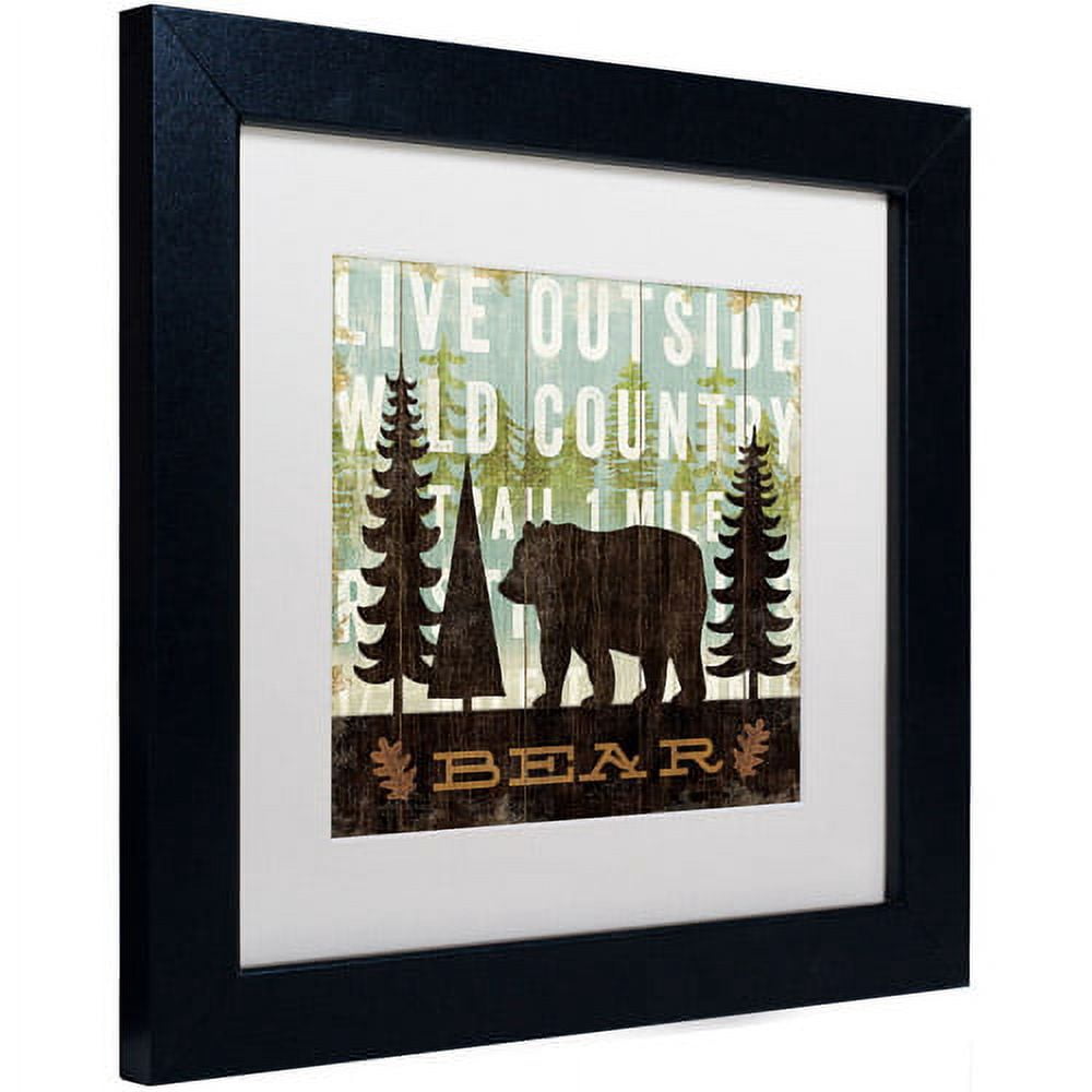 Trademark Fine Art "Simple Living Bear" Canvas Art by Michael Mullan, White Matte, Black Frame