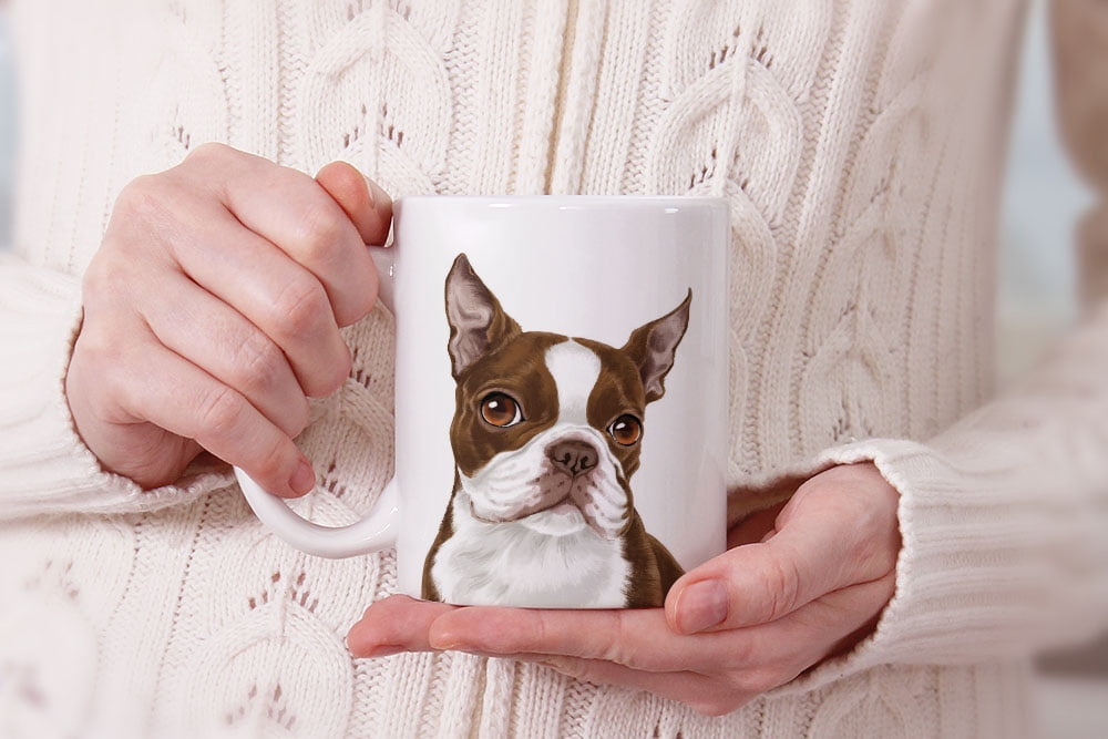 WIRESTER 11 Oz Ceramic Tea Cup Coffee Mug, Boston Terrier Red and White Dog  - Walmart.com