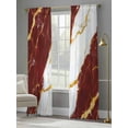 thumbnail image 4 of Red Marble Sheer Curtains 84 Inch Length 2 Panels Set, Luxury Gold White Abstract Cracks Artwork Voile Window Treatment Rod Pocket Curtains Sheers Drapes for Bedroom/Living Room/Kitchen 52"x84"x2, 4 of 7