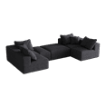 thumbnail image 2 of Modern Upholstered Sectional Boneless Couch Set,Modular 132" L Shaped Sectional Living Room Sofa Set with 6 Pillows,Free Combination Sofa Couch for Living Room,Bedroom (Black), 2 of 11