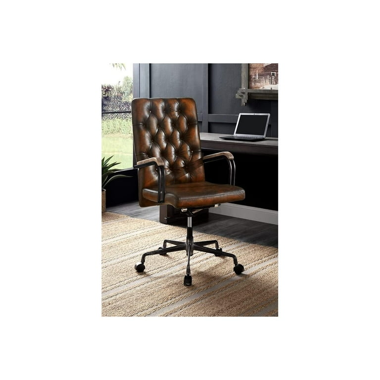 ACME Noknas Office Chair, Brown Top Grain Leather - Walmart.com ACME Noknas Office Chair, Brown Top Grain Leather - Walmart.com