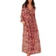 thumbnail image 4 of Gibobby Vestido de gasa de verano para mujer Vestido largo de manga de burbuja con cuello en V profundo para mujer con volantes y bordes estampados(Beige,CH), 4 of 4